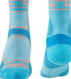 Bridgedale Womens Trail Run Ultralight T2 Coolmax Sport 3/4 Crew Socks - Blue New