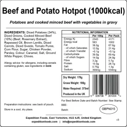 Expedition Foods Beef and Potato Hotpot - 1000kcal New
