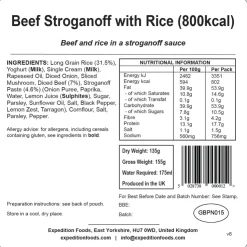 Expedition Foods Beef Stroganoff with Rice - 800kcal Hot