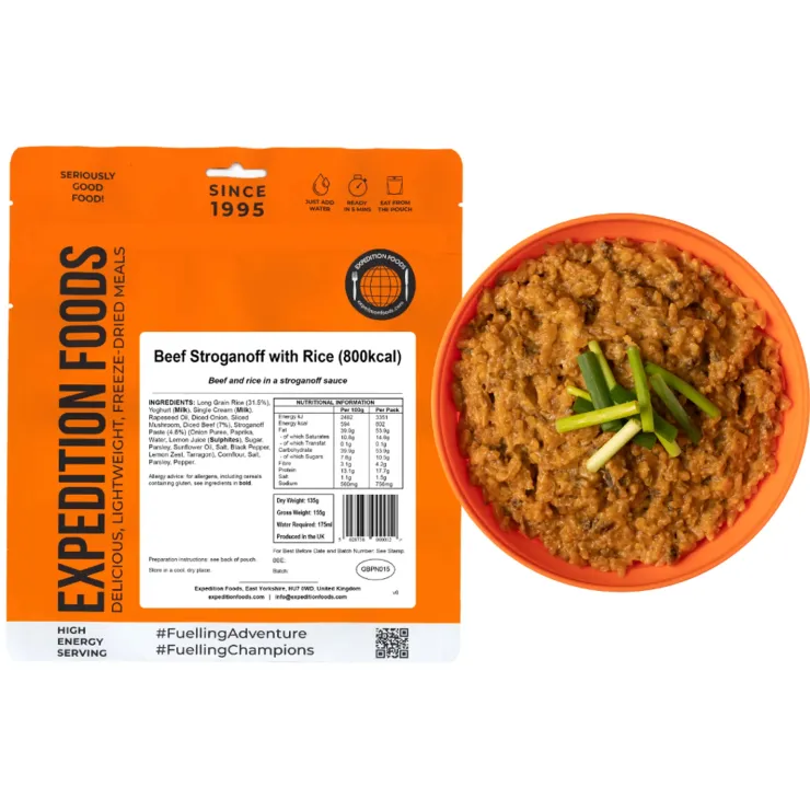 Expedition Foods Beef Stroganoff with Rice - 800kcal Hot
