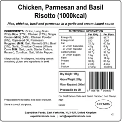 Expedition Foods Chicken Parmesan and Basil Risotto - 1000kcal Sale