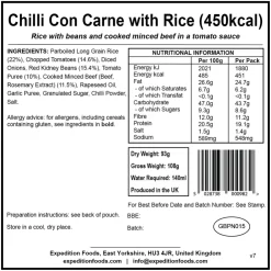 Expedition Foods Chilli Con Carne with Rice - 450kcal Best