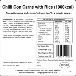 Expedition Foods Chilli Con Carne with Rice - 1000kcal Clearance