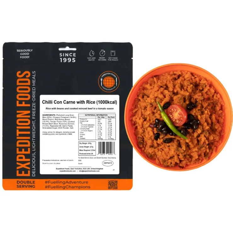 Expedition Foods Chilli Con Carne with Rice - 1000kcal Clearance