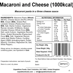 Expedition Foods Macaroni and Cheese - 1000kcal Clearance