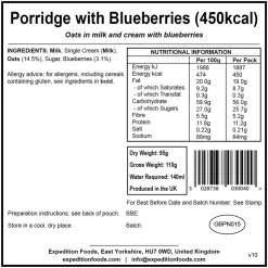 Expedition Foods Porridge with Blueberries - 450kcal Discount