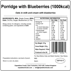 Expedition Foods Porridge with Blueberries - 1000kcal Online