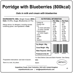 Expedition Foods Porridge with Blueberries - 800kcal Online
