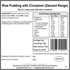 Expedition Foods Rice Pudding with Cinnamon - Dessert Range Outlet
