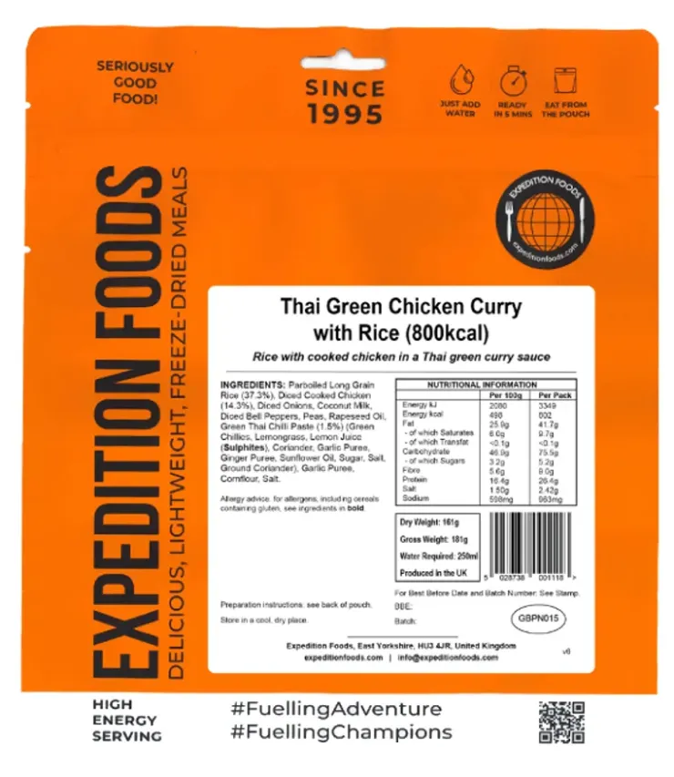 Expedition Foods Thai Green Chicken Curry with Rice - 800kcal Outlet
