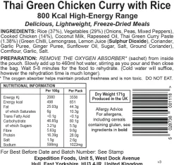 Expedition Foods Thai Green Chicken Curry with Rice - 800kcal Outlet