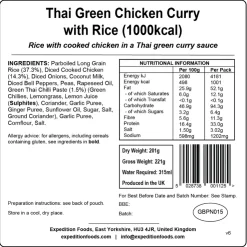 Expedition Foods Thai Green Chicken Curry with Rice - 1000kcal New