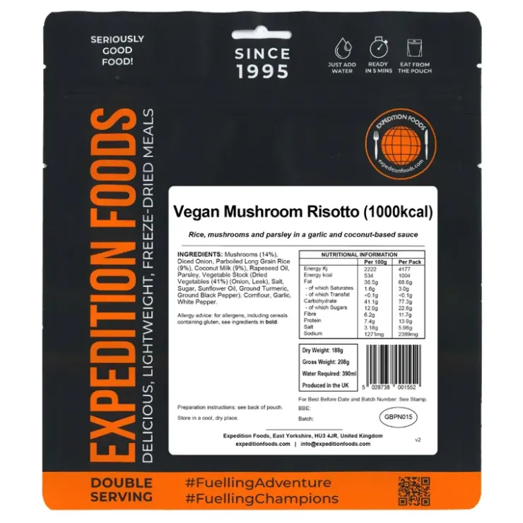 Expedition Foods Vegan Mushroom Risotto - 1000kcal Sale
