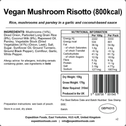 Expedition Foods Vegan Mushroom Risotto - 800kcal Sale