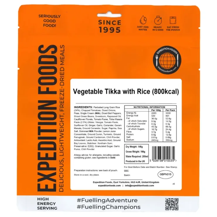 Expedition Foods Vegetable Tikka with Rice - 800kcal Discount