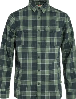 Fjallraven Mens Ovik Travel LS Shirt - Dark Navy-Patina Green Clearance