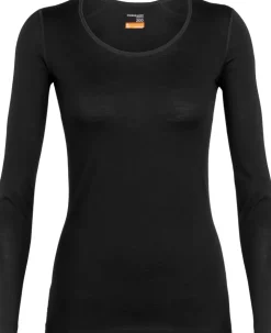 Icebreaker Womens 200 Oasis LS Scoop Tee - Black Outlet