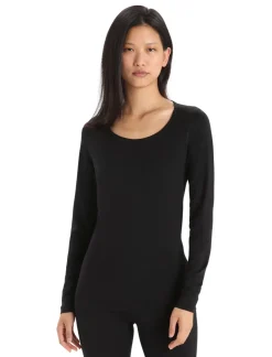 Icebreaker Womens 200 Oasis LS Scoop Tee - Black Outlet