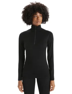 Icebreaker Womens 200 Oasis LS Half Zip Top - Black Clearance