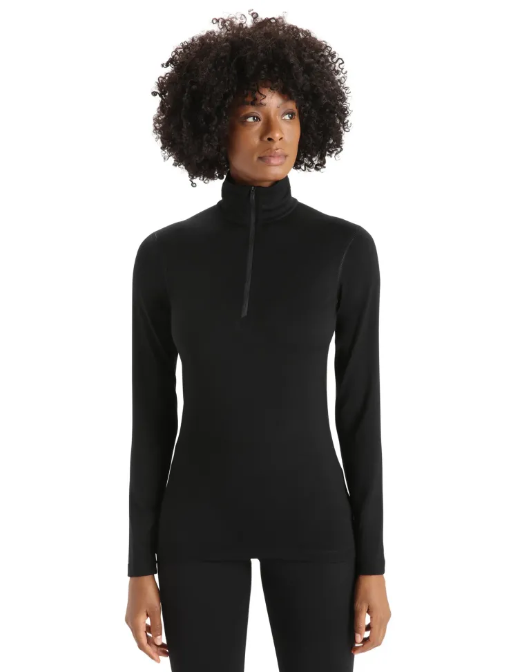 Icebreaker Womens 200 Oasis LS Half Zip Top - Black Clearance