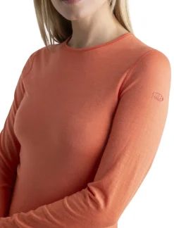 Icebreaker Womens 200 Oasis LS Crewe Top - Tang Sale