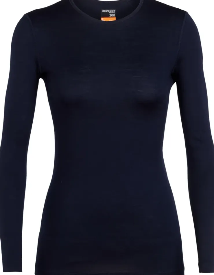 Icebreaker Womens 200 Oasis LS Crewe Top - Midnight Navy Clearance