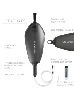 Lifestraw Peak Series Compact Gravity Water Filter System 3L - Dark Mountain Gray Fashion