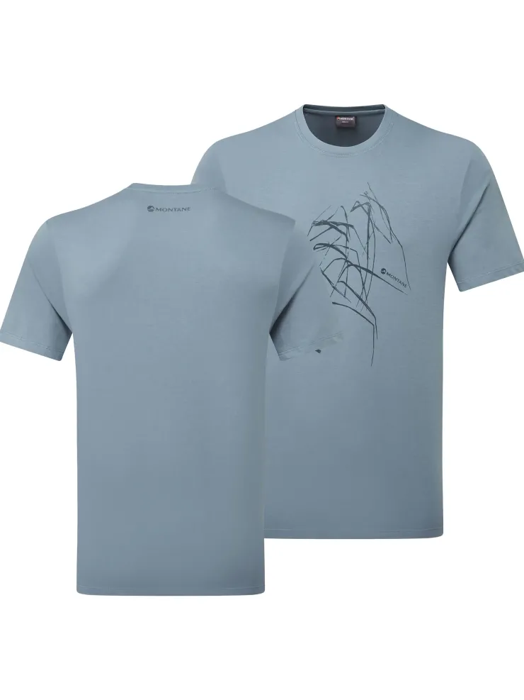 Montane Mens Abstract Mountain T-Shirt - Stone Blue Discount