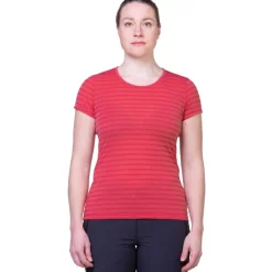 Mountain Equipment Womens Groundup Stripe Tee - Rosewood Stripe Outlet