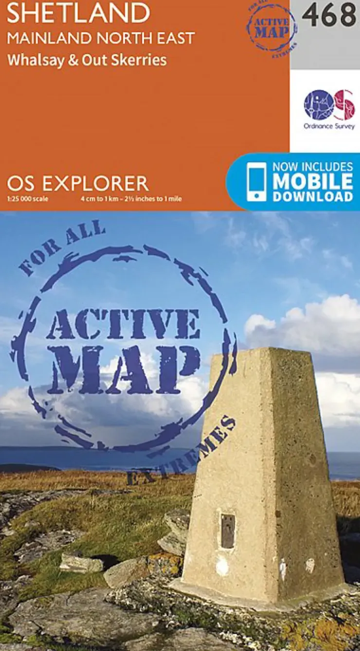 Ordnance Survey OS Explorer - Active Map 468 - Shetland - Mainland North East Discount