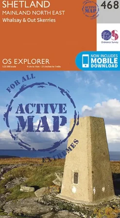 Ordnance Survey OS Explorer - Active Map 468 - Shetland - Mainland North East Discount