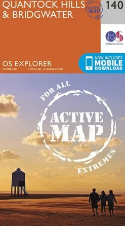 Ordnance Survey OS Explorer - Active Map 140 - Quantock Hills and Bridgwater Sale