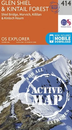 Ordnance Survey OS Explorer - Active Map 414 - Glen Shiel and Kintail Forest Discount