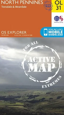 Ordnance Survey OS Explorer - Active Map OL31 - North Pennines Outlet