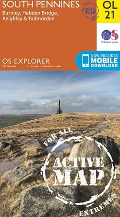 Ordnance Survey OS Explorer - Active Map OL21 - South Pennines New