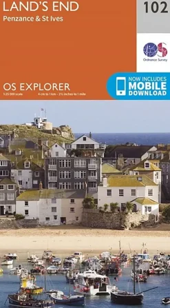 Ordnance Survey OS Explorer Map 102 - Lands End - Penzance and St Ives Clearance