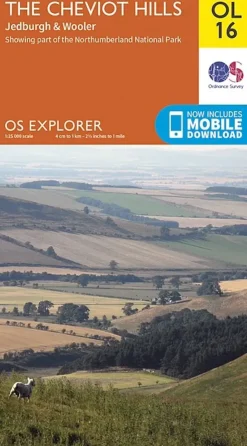 Ordnance Survey OS Explorer Map OL16 - The Cheviot Hills Jedburgh and Wooler Best