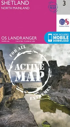 Ordnance Survey OS Landranger Active map 3 - Shetland - North Mainland Best