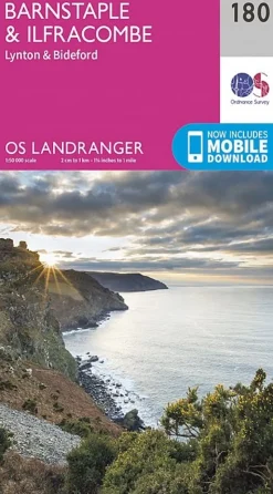 Ordnance Survey OS Landranger Map 180 - Barnstaple and Ilfracombe Lynton and Bideford Online