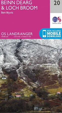 Ordnance Survey OS Landranger Map 20 - Beinn Dearg and Loch Broom Ben Wyvis Best