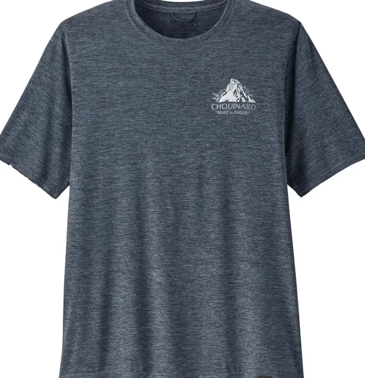 Patagonia Mens Cap Cool Daily Graphic Shirt - Lands - Chouinard Crest-Smolder Blue X-Dye New