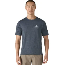 Patagonia Mens Cap Cool Daily Graphic Shirt - Lands - Chouinard Crest-Smolder Blue X-Dye New