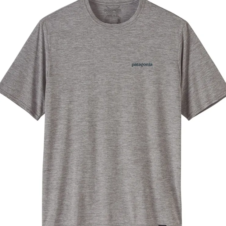 Patagonia Mens Cap Cool Daily Graphic Shirt - Waters - Boardshort Logo Abalone Blue - Feather Grey Fashion