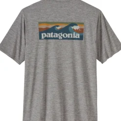 Patagonia Mens Cap Cool Daily Graphic Shirt - Waters - Boardshort Logo Abalone Blue - Feather Grey Fashion