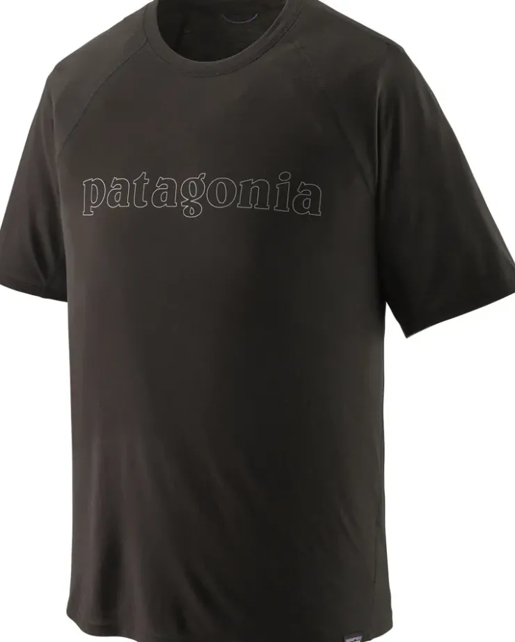 Patagonia Mens Cap Cool Trail Graphic Shirt - Outline Text Logo-Black Fashion
