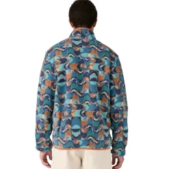 Patagonia Mens Lightweight Synchilla Snap-T Pullover - Swallowtail Geo-Still Blue Clearance