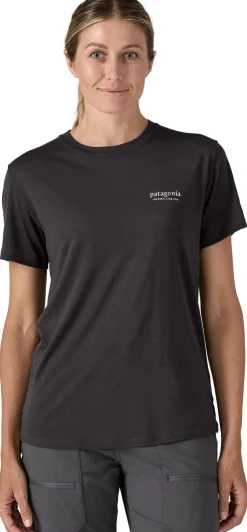 Patagonia Womens Cap Cool Merino Blend Graphic Shirt - Heritage Header-Black Outlet