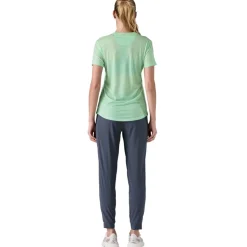 Patagonia Womens Cap Cool Merino Blend Graphic Shirt - Fitz Roy Strata-Rinsed Green Fashion