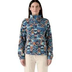 Patagonia Womens Lightweight Synchilla Snap-T Pullover - Swallowtail Geo-Still Blue Outlet