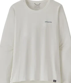 Patagonia Womens Long Sleeved Cap Cool Daily Graphic Shirt - Waters - Boardshort Logo Light Plume Grey-White Online